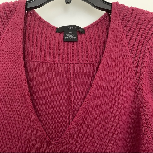 Calvin Klein.  Sweater. Red. V neck. Large. Soft. Warm. - Picture 3 of 11